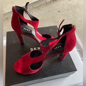 DKNY red heel sandals
